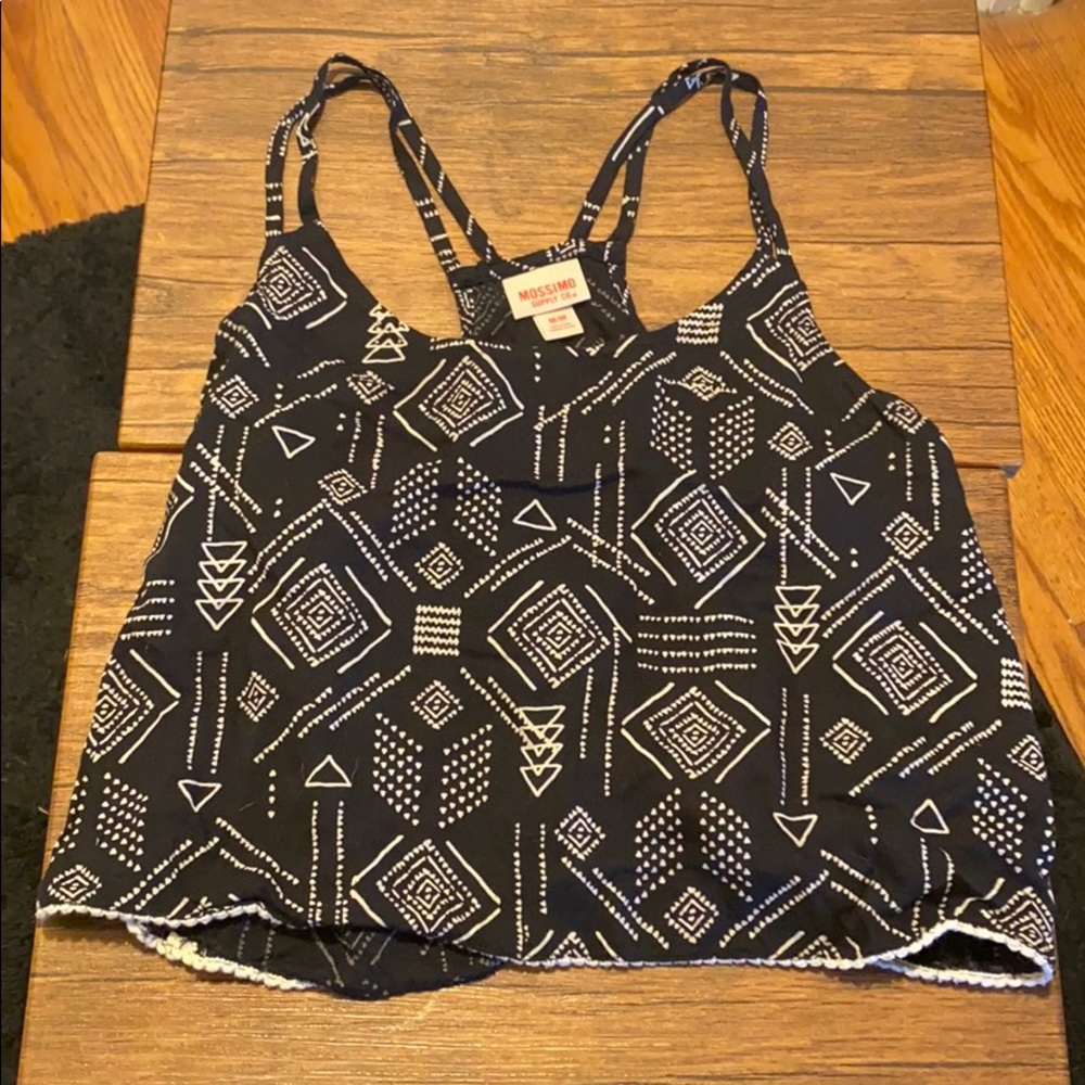 Mossimo Black Crop Tank w/White pattern | Medium